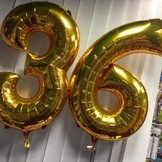Balónek fóliový narozeniny číslo 3 zlatý 86cm